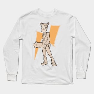 Surfskate girl illustration Long Sleeve T-Shirt